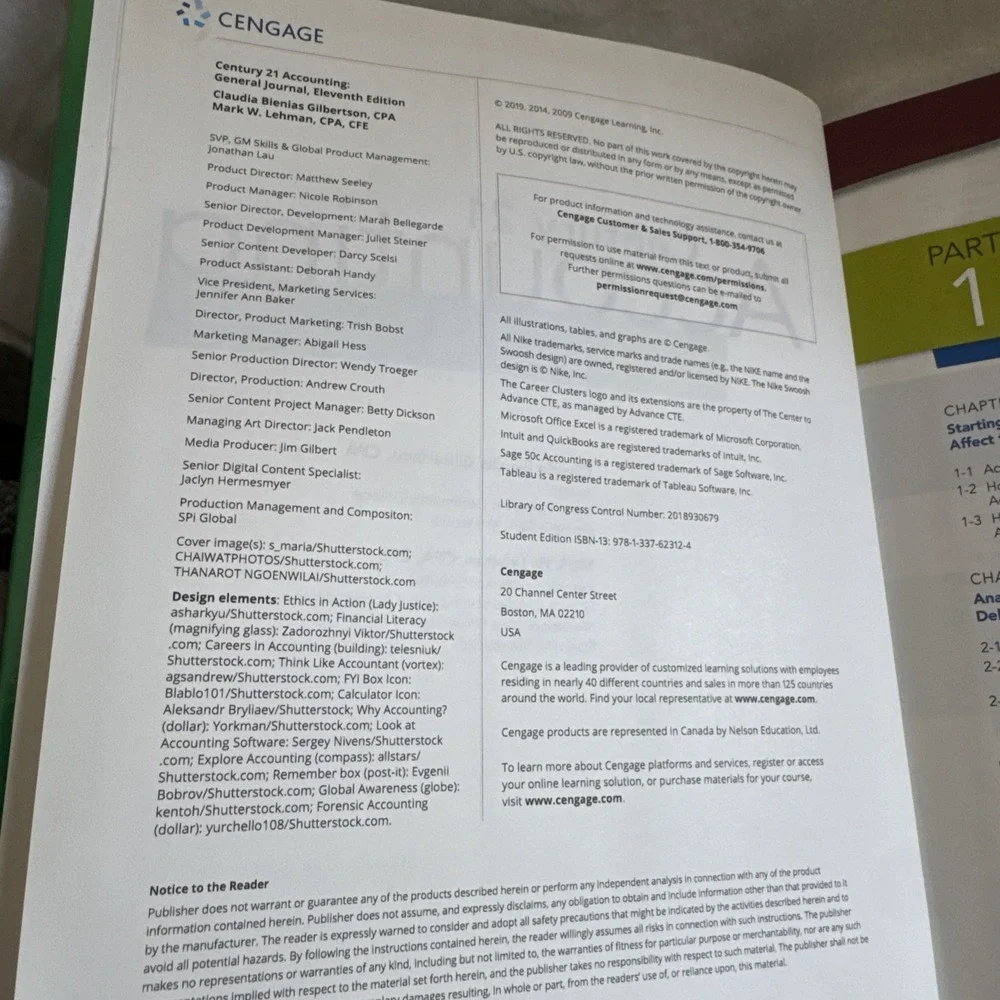 Century 21 Accounting General Journal 11th Ed Hardcover Gilbertson Lehman Text